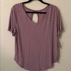 Maroon and white striped t shirt